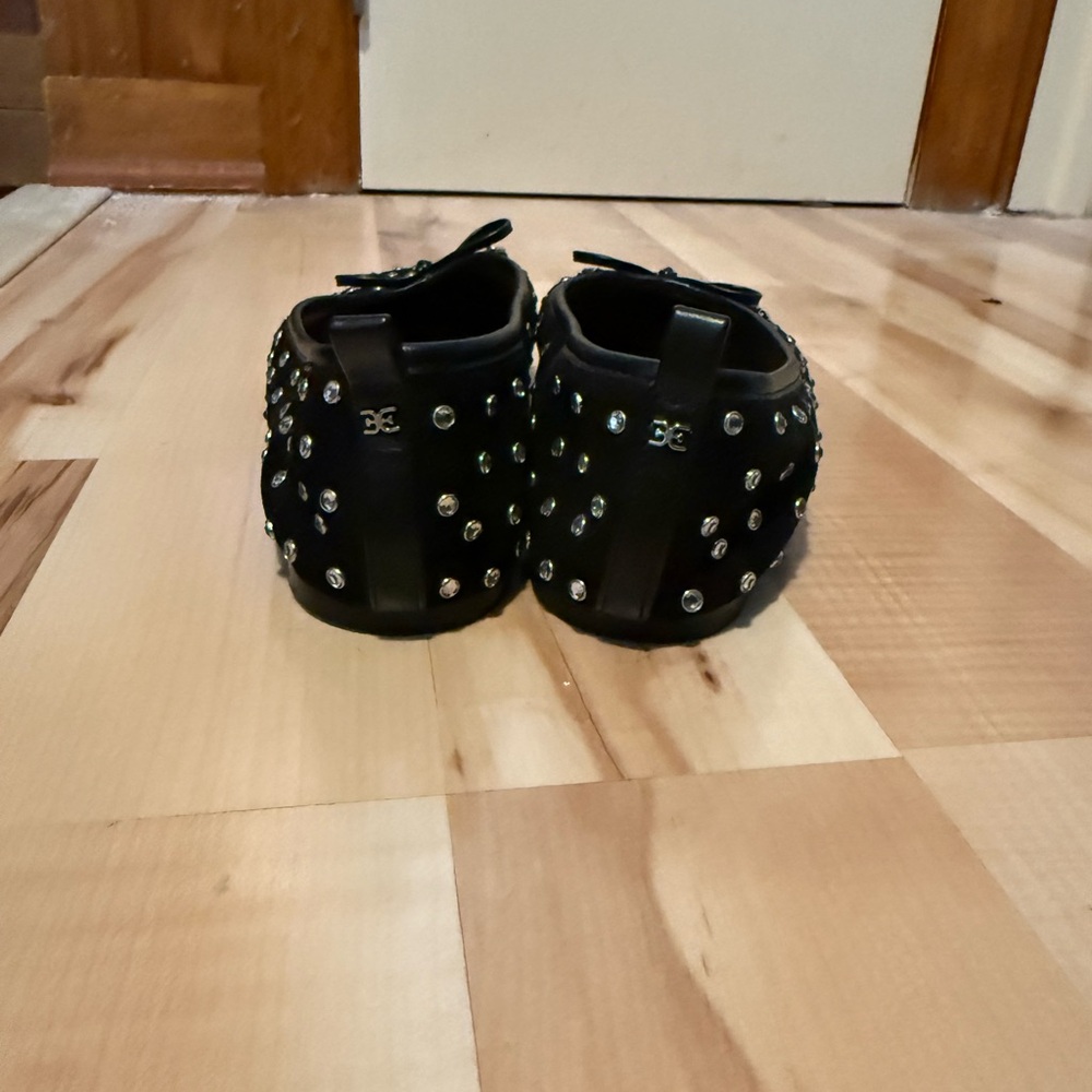 Sam Edelman Ari Black Suede Crystal Studded Ballet Flats 10 - Picture 2 of 4